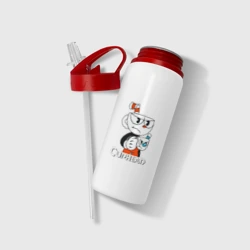 Бутылка для воды с трубочкой Cuphead чашечка с чашечкой - фото 2