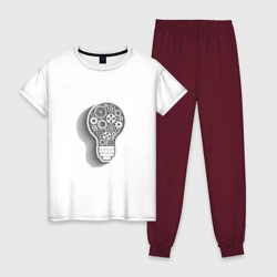 Женская пижама с белой футболкой хлопок Стимпанк лампа