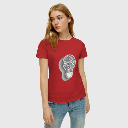 Женская футболка хлопок Стимпанк лампа, цвет красный - фото 3