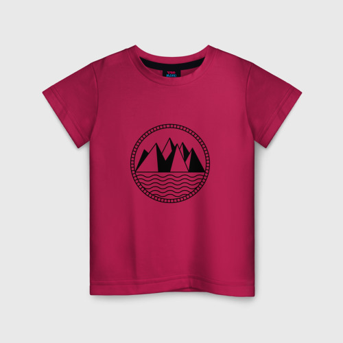 Детская футболка хлопок с принтом Горы и море, вид спереди #2