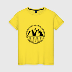 Горы и море – Женская футболка хлопок с принтом купить со скидкой в -20%