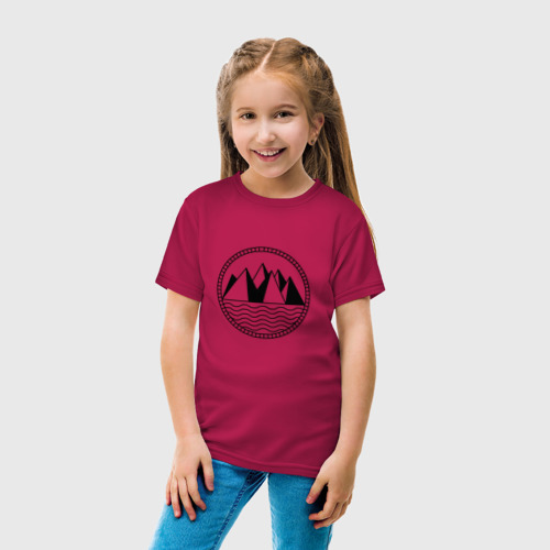 Детская футболка хлопок с принтом Горы и море, вид сбоку #3