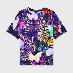 Женская футболка oversize 3D Бабочки Butterflies
