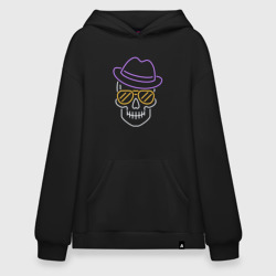 Худи SuperOversize хлопок Череп в шляпе Неон