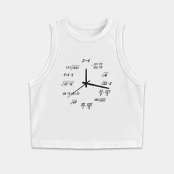 Женская укороченная майка-топ хлопок Высшая математика - часы