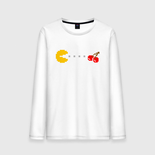 Мужской лонгслив хлопок Pac-man 8-bit, цвет белый