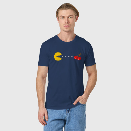 Мужская футболка хлопок Pac-man 8-bit, цвет темно-синий - фото 3