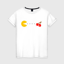 Женская футболка хлопок Pac-man 8-bit