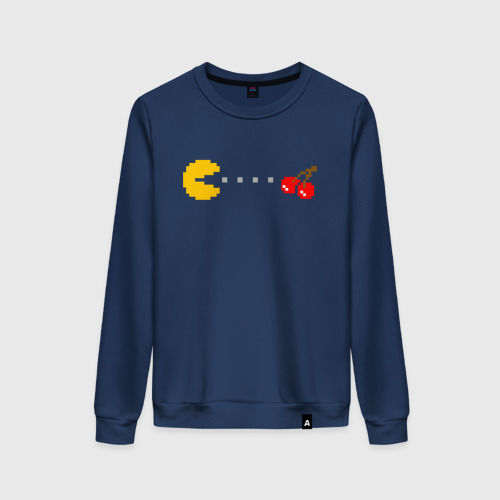 Женский свитшот хлопок Pac-man 8-bit, цвет темно-синий
