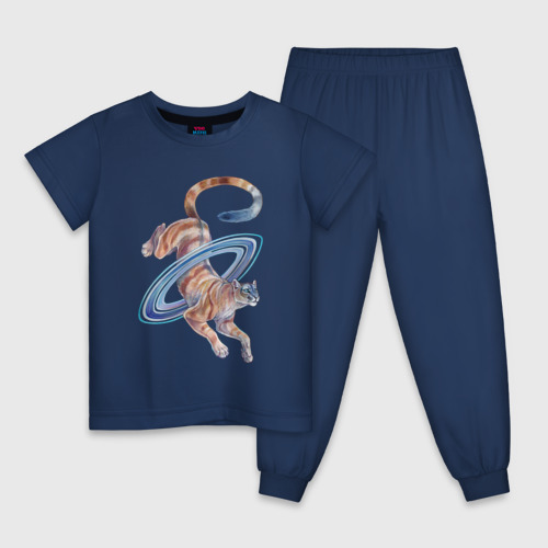 Детская пижама хлопок с принтом Сатурн пума, вид спереди #2