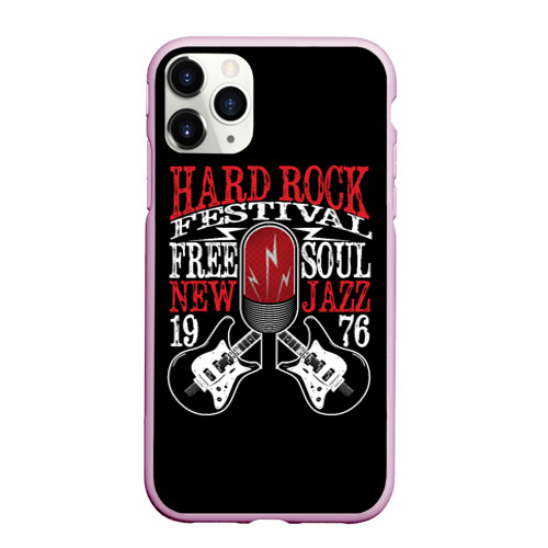 Чехол для iPhone 11 Pro Max матовый Hard rock festival, цвет розовый