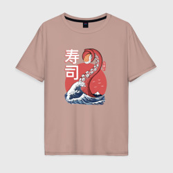Мужская футболка хлопок Oversize Kraken Kawaii Sushi