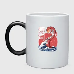 Кружка хамелеон Kraken Kawaii Sushi waves