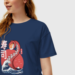 Женская футболка хлопок Oversize Kraken Kawaii Sushi - фото 2