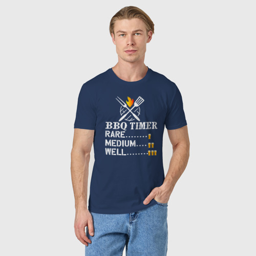 Мужская футболка хлопок Барбекю таймер пивной, цвет темно-синий - фото 3
