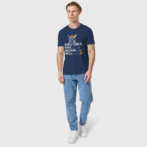 Мужская футболка хлопок Барбекю таймер пивной, цвет темно-синий - фото 5