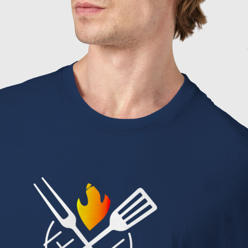 Мужская футболка хлопок Барбекю таймер пивной, цвет темно-синий - фото 6