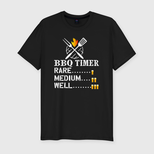 Мужская футболка хлопок Slim Барбекю таймер пивной, цвет черный
