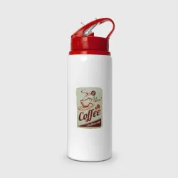 Бутылка для воды с трубочкой Coffee Cup Retro
