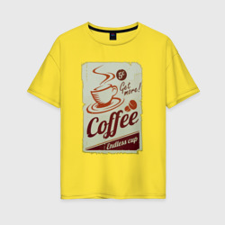 Женская футболка хлопок Oversize Coffee Cup Retro