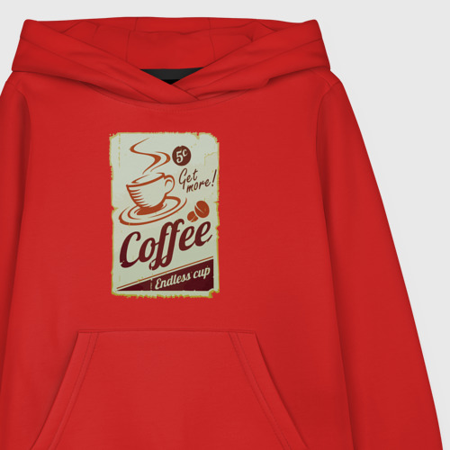 Детская толстовка хлопок Coffee Cup Retro, цвет красный - фото 3
