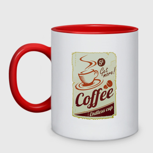 Кружка двухцветная Coffee Cup Retro, цвет белый + красный