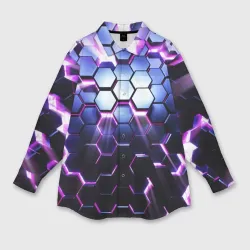 Женская рубашка oversize 3D Соты - 3d