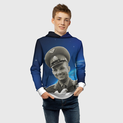 Детская толстовка 3D Юрий Гагарин с голубем 3D, цвет белый - фото 6