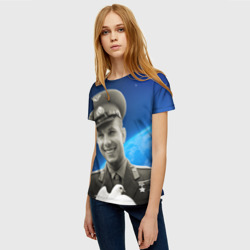 Женская футболка 3D Юрий Гагарин с голубем 3D - фото 2