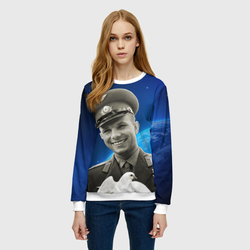 Женский свитшот 3D Юрий Гагарин с голубем 3D, цвет 3D печать - фото 3