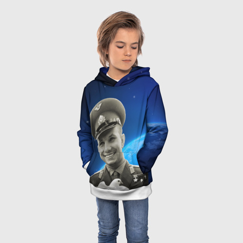 Детская толстовка 3D Юрий Гагарин с голубем 3D, цвет белый - фото 3