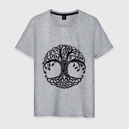 Мужская футболка хлопок Кельтское дерево жизни, цвет меланж