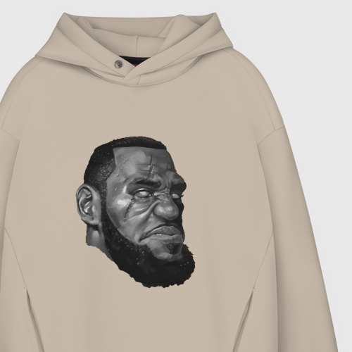 Мужское худи Oversize хлопок Angry LeBron, цвет миндальный - фото 4