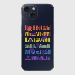 Чехол для iPhone 15 силиконовый с защитой камеры Коты и книги