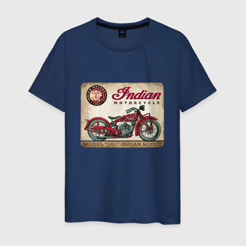 Мужская футболка хлопок Indian motorcycle 1901, цвет темно-синий