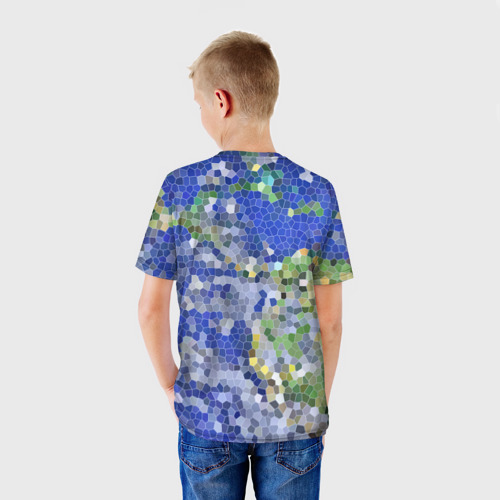 Детская футболка 3D Планета Земля - пиксельный рисунок, цвет 3D печать - фото 4