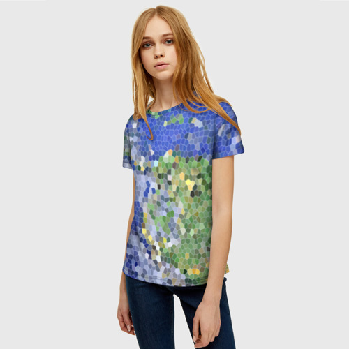 Женская футболка 3D Планета Земля - пиксельный рисунок, цвет 3D печать - фото 3