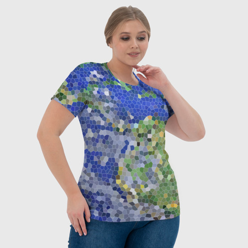 Женская футболка 3D Планета Земля - пиксельный рисунок, цвет 3D печать - фото 6