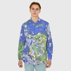 Мужская рубашка oversize 3D Планета Земля - пиксельный рисунок - фото 2