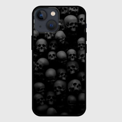 Чехол для iPhone 13 mini Черепа на черном фоне паттерн