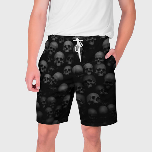 Мужские шорты 3D Черепа на черном фоне паттерн, цвет 3D печать