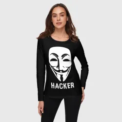 Женский лонгслив 3D Маска хакера - фото 2
