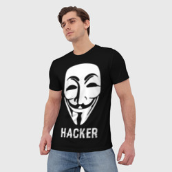 Мужская футболка 3D Маска хакера - фото 2