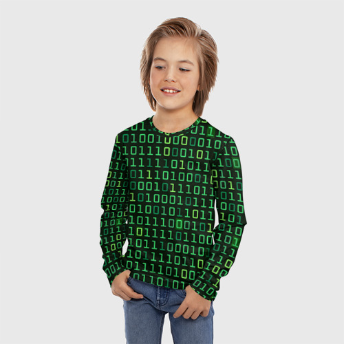 Детский лонгслив 3D Двоичный Код Binary Code, цвет 3D печать - фото 3