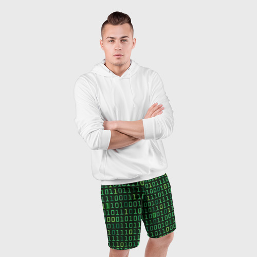 Мужские шорты спортивные с принтом Двоичный Код (Binary Code), фото #4