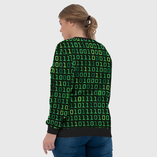 Женский свитшот 3D с принтом Двоичный Код (Binary Code), вид сзади #2