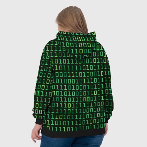 Женская толстовка 3D с принтом Двоичный Код (Binary Code), вид сзади #2