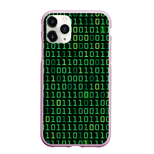 Чехол для iPhone 11 Pro Max матовый Двоичный Код Binary Code, цвет розовый