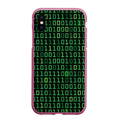 Чехол для iPhone XS Max матовый Двоичный Код Binary Code, цвет малиновый