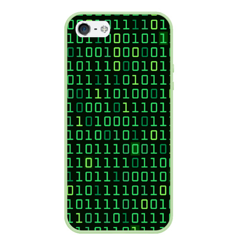 Чехол для iPhone 5/5S матовый Двоичный Код Binary Code, цвет салатовый